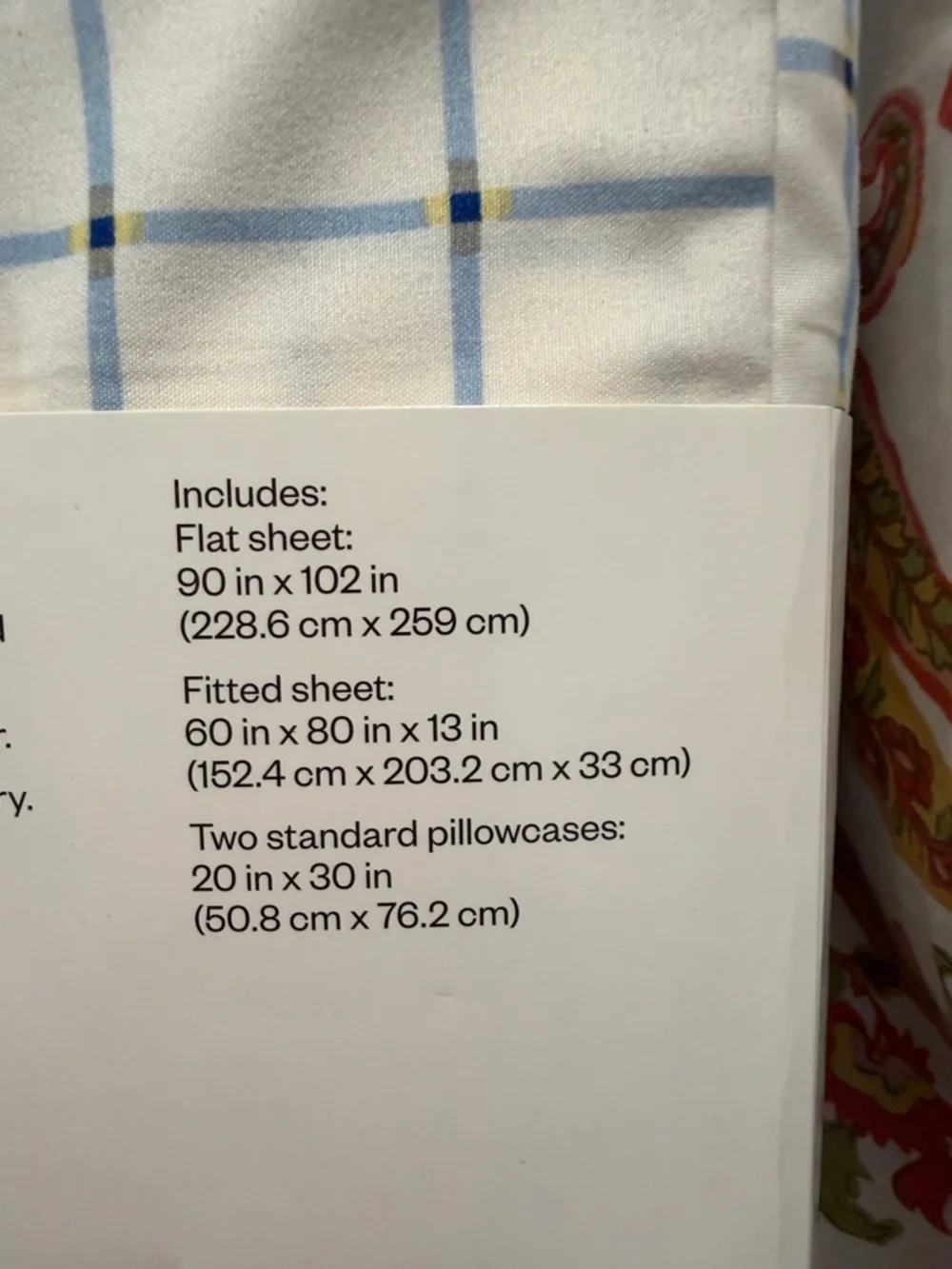 Room Essentials White Sheet Set with Light Blue Windowpane Queen size Set